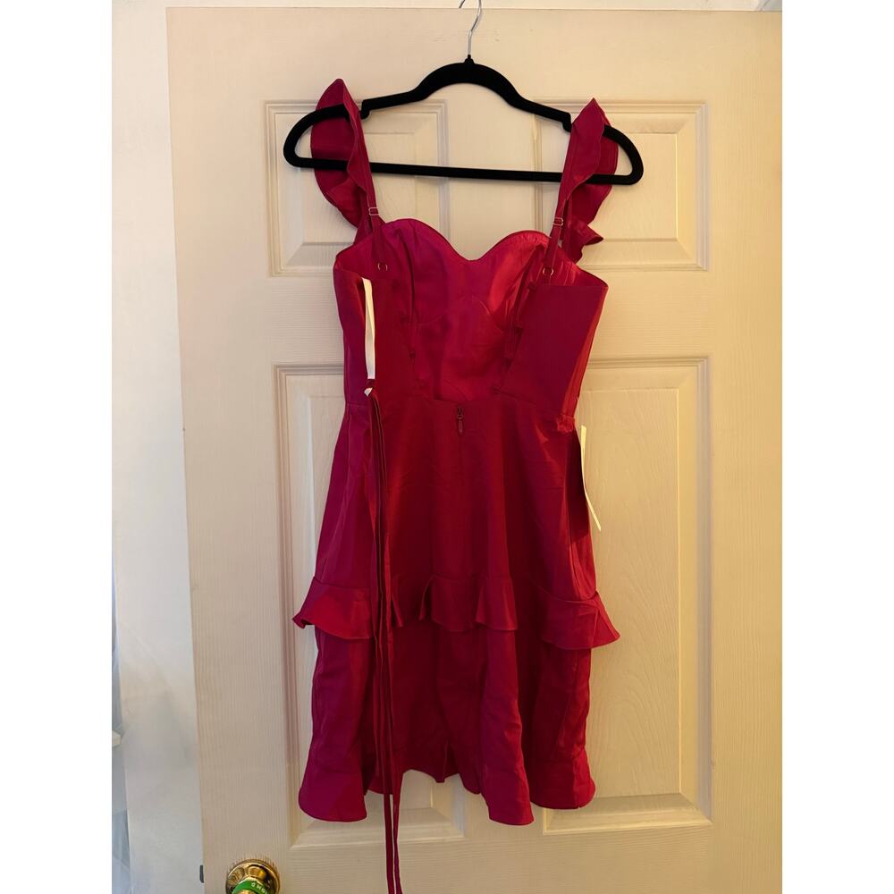 Cute Dark Pink Ruffle Dress Size 0 NWT - Picture 2 of 6